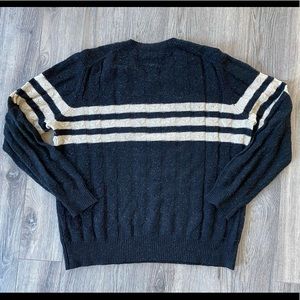 Designer (Vince) Grey Cable Knit Striped Sweater